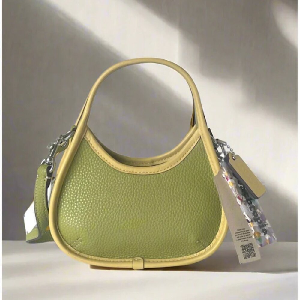 Coach Mini Ergo Bag Coachtopia CO662 Leather 90s Crossbody Lime Green Sunflower